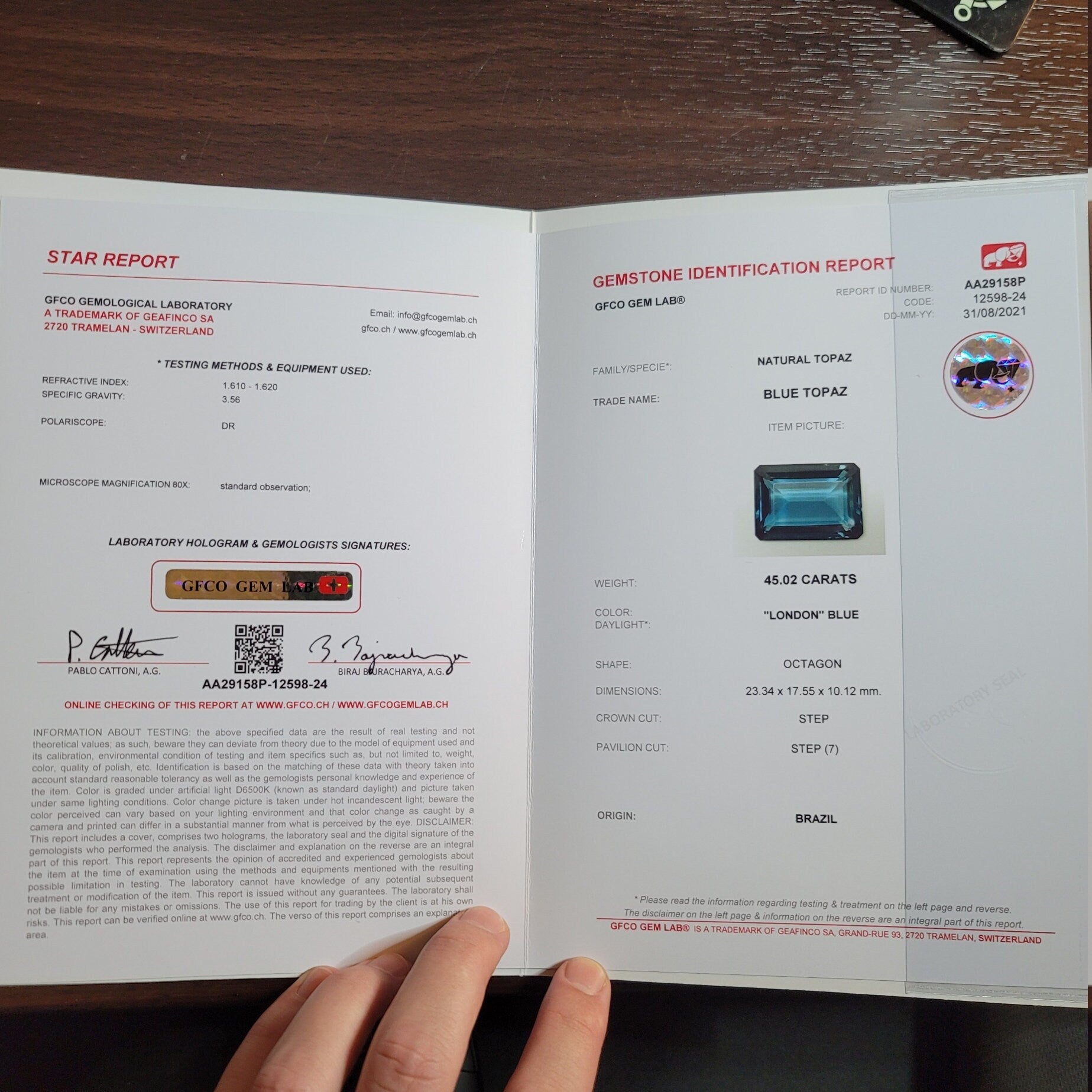 Natural Topaz, 45.02 carat